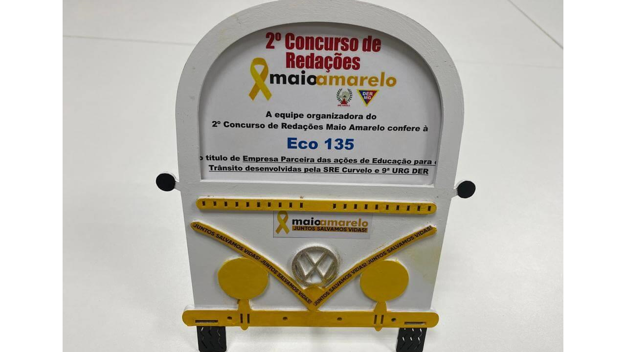 Prêmio da Eco135 de empresa parceira das ações de Educação para o Trânsito